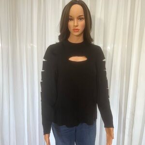 Jennifer Lopez Black Ladder Sleeve Sweater
